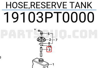 Honda 19103PT0000 HOSE,RESERVE TANK