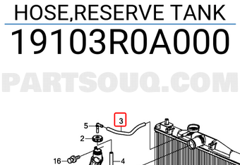 Honda 19103R0A000 HOSE,RESERVE TANK