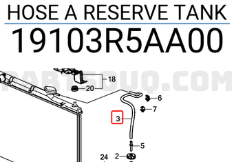 Honda 19103R5AA00 HOSE A RESERVE TANK