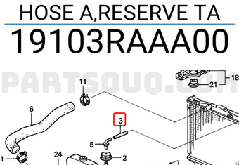 Honda 19103RAAA00 HOSE A,RESERVE TA