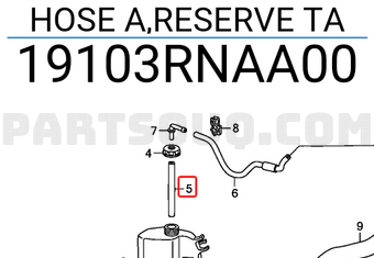 Honda 19103RNAA00 HOSE A,RESERVE TA