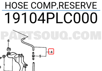 Honda 19104PLC000 HOSE COMP,RESERVE