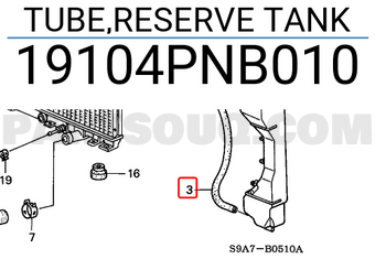 Honda 19104PNB010 TUBE,RESERVE TANK
