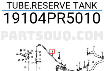 Honda 19104PR5010 TUBE,RESERVE TANK