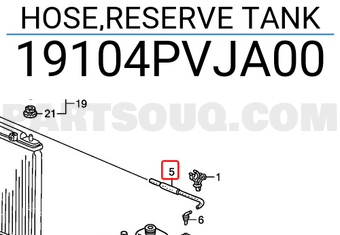 Honda 19104PVJA00 HOSE,RESERVE TANK