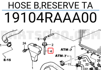 Honda 19104RAAA00 HOSE B,RESERVE TA