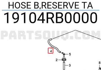 Honda 19104RB0000 HOSE B,RESERVE TA