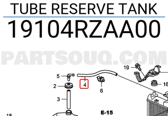 Honda 19104RZAA00 TUBE RESERVE TANK
