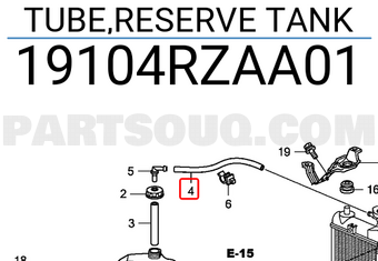 Honda 19104RZAA01 TUBE,RESERVE TANK