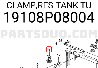 Honda 19108P08004 CLAMP,RES TANK TU