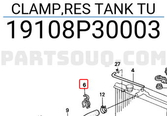 Honda 19108P30003 CLAMP,RES TANK TU