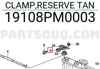 Honda 19108PM0003 CLAMP,RESERVE TAN
