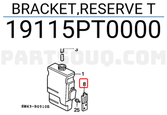 Honda 19115PT0000 BRACKET,RESERVE T