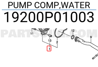 Honda 19200P01003 PUMP COMP,WATER