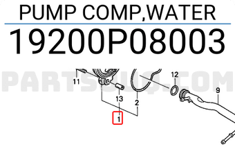 Honda 19200P08003 PUMP COMP,WATER