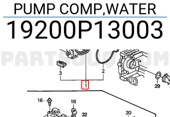 Honda 19200P13003 PUMP COMP,WATER