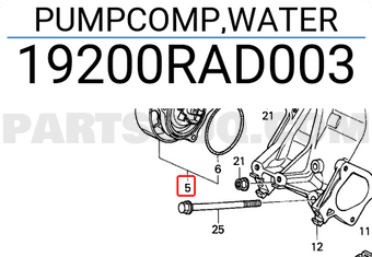Honda 19200RAD003 PUMPCOMP,WATER