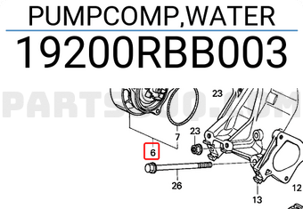 Honda 19200RBB003 PUMPCOMP,WATER