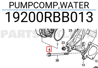 Honda 19200RBB013 PUMPCOMP,WATER