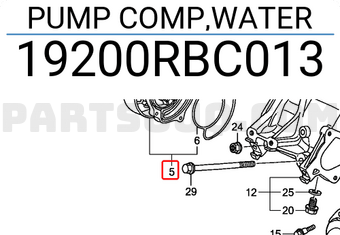 Honda 19200RBC013 PUMP COMP,WATER