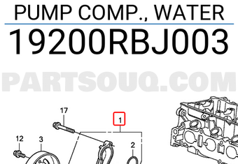Honda 19200RBJ003 PUMP COMP., WATER