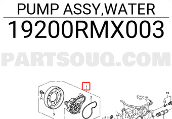 Honda 19200RMX003 PUMP ASSY,WATER