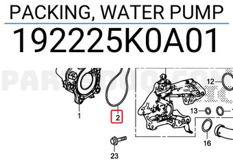 Honda 192225K0A01 PACKING, WATER PUMP