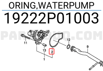 Honda 19222P01003 ORING,WATERPUMP