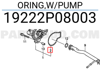 Honda 19222P08003 ORING,W/PUMP