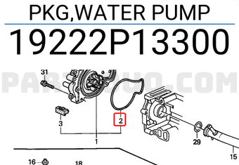 Honda 19222P13300 PKG,WATER PUMP