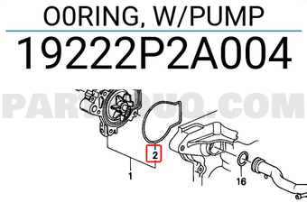 Honda 19222P2A004 O0RING, W/PUMP