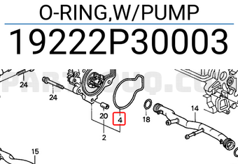 Honda 19222P30003 O-RING,W/PUMP