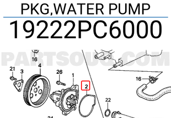 Honda 19222PC6000 PKG,WATER PUMP