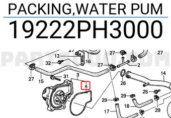 Honda 19222PH3000 PACKING,WATER PUM