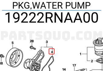 Honda 19222RNAA00 PKG,WATER PUMP