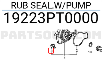 Honda 19223PT0000 RUB SEAL,W/PUMP
