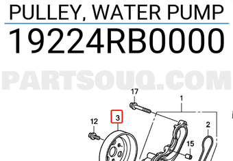 Honda 19224RB0000 PULLEY, WATER PUMP