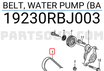 Honda 19230RBJ003 BELT, WATER PUMP (BA