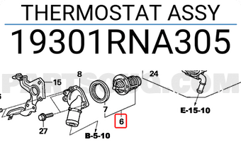 Honda 19301RNA305 THERMOSTAT ASSY