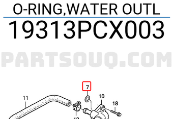 Honda 19313PCX003 O-RING,WATER OUTL