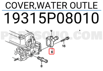 Honda 19315P08010 COVER,WATER OUTLE