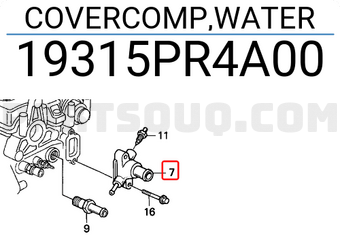 Honda 19315PR4A00 COVERCOMP,WATER