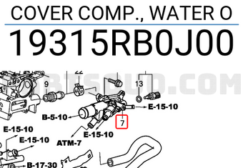 Honda 19315RB0J00 COVER COMP., WATER O