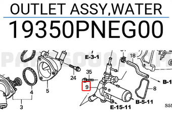 Honda 19350PNEG00 OUTLET ASSY,WATER