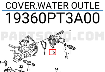 Honda 19360PT3A00 COVER,WATER OUTLE