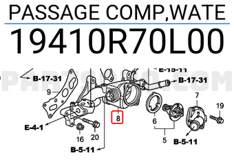 Honda 19410R70L00 PASSAGE COMP,WATE