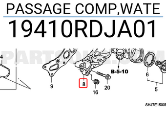 Honda 19410RDJA01 PASSAGE COMP,WATE