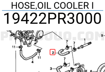 Honda 19422PR3000 HOSE,OIL COOLER I