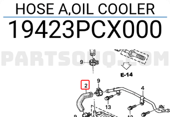 Honda 19423PCX000 HOSE A,OIL COOLER