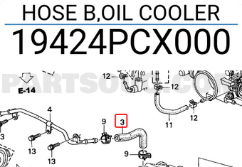 Honda 19424PCX000 HOSE B,OIL COOLER